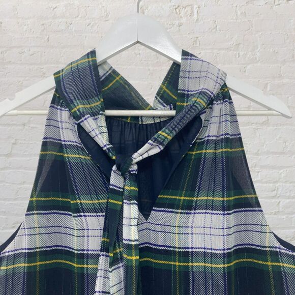 J.Crew Stewart Tartan Halter Tie-Back Chiffon Blouse 14 - Picture 5 of 16